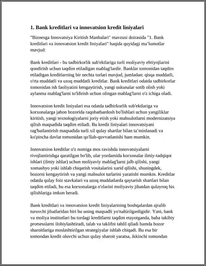 BIZNESGA INNAVATSIYA KIRITISH MANBALARI 3
