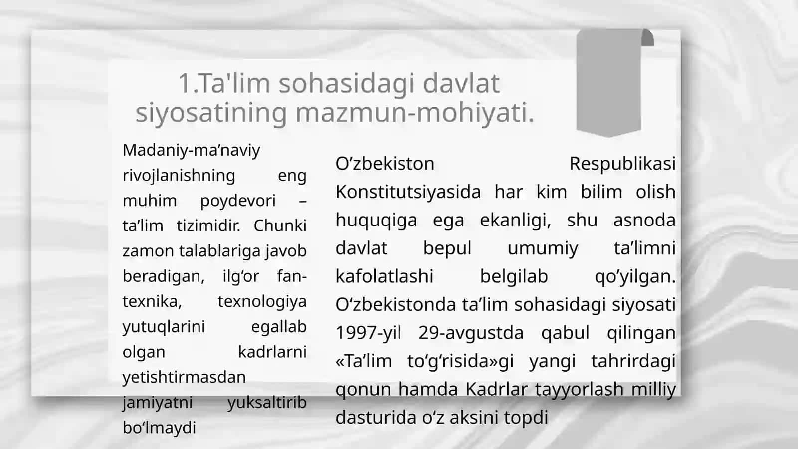 Ta'lim sohasidagi davlat siyosatining mazmun-mohiyati 3