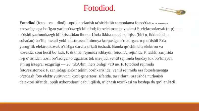 Fotodiodlar, fototranzistorlar va fotoqarshiliklar 3