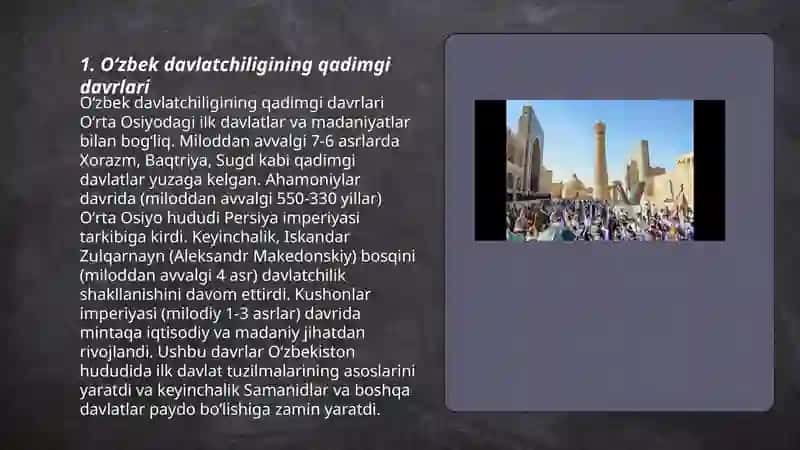 Òzbek davlatchiligining taraqqiyot bosqichlari va tadqiqotlarining zamonaviy bosqichlari 3