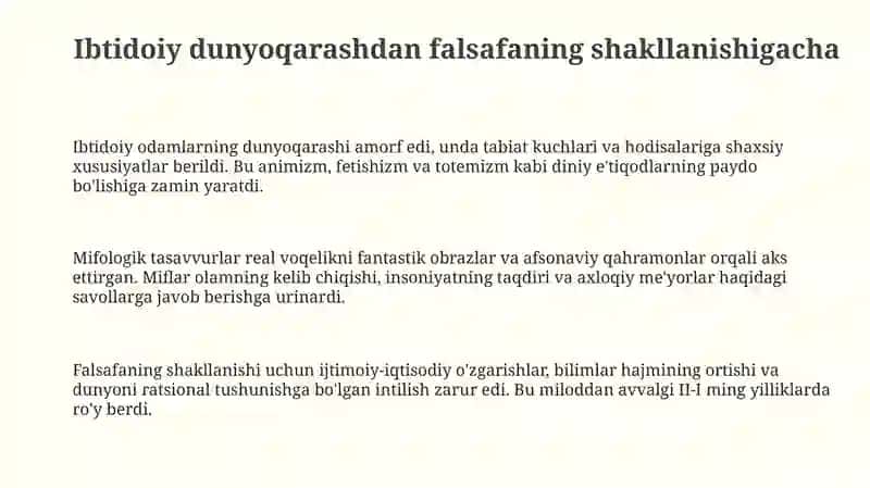 Qadimgi sharqda asosiy tasavvurlar va falsafiy bilimlarning paydo boʻlishi 3