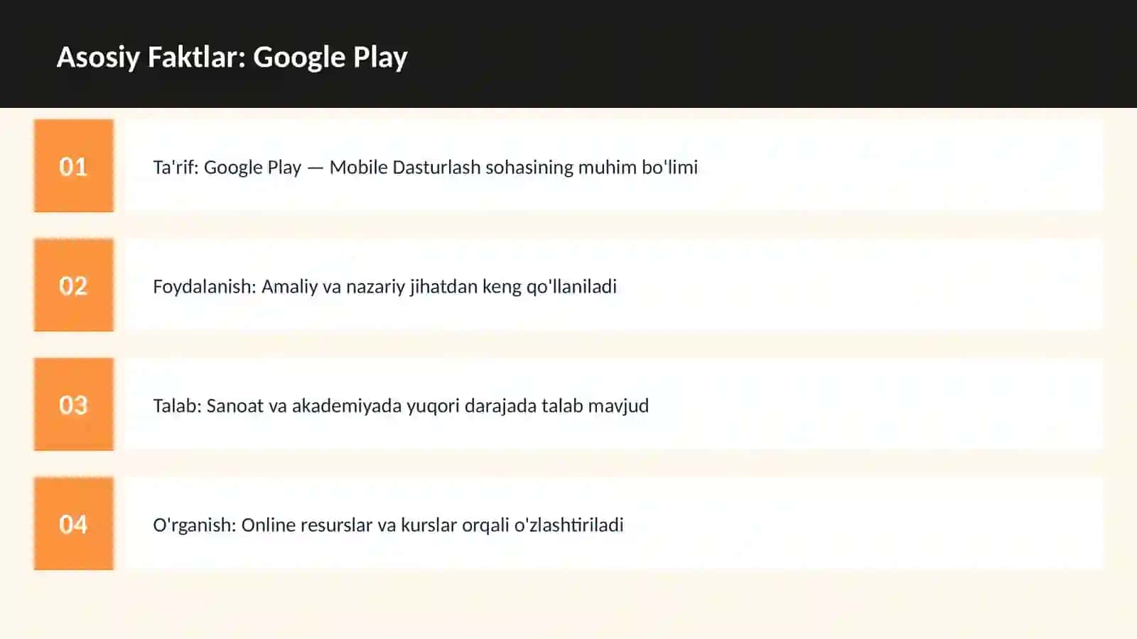 Google Play — Mobile Dasturlash sohasining muhim bo'limi 3