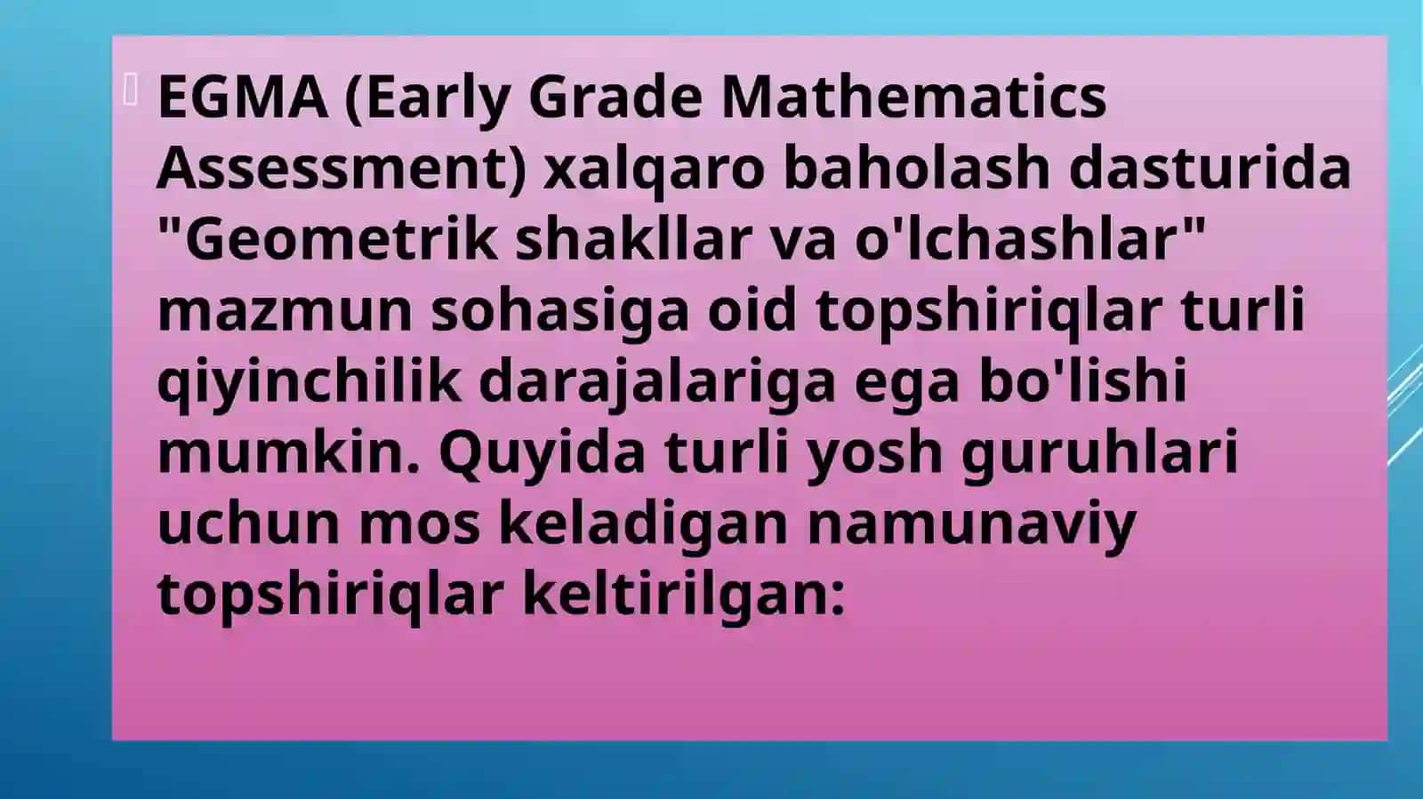 EGMA xalqaro baholash dasturi 3
