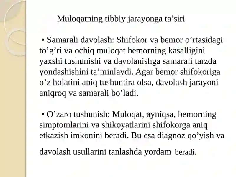 Muloqat:shifokorvabemormuloqatiningpsixologikxususiyatlari 3