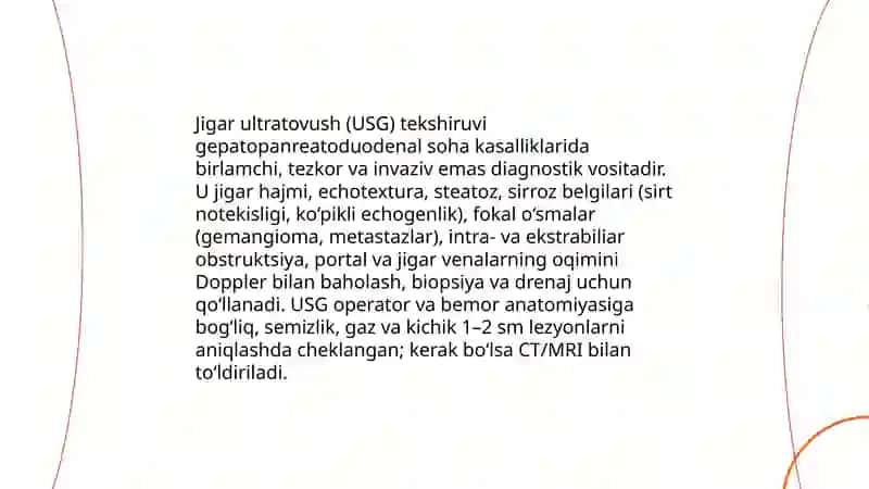 Gepatopanreatoduodenal soha kasalliklari nur tashxisoti 3