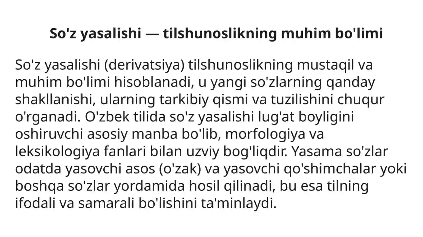 So'z Yasalishi: Yasama So'zlarning Xususiyatlari, Tiplari va Turlari 3