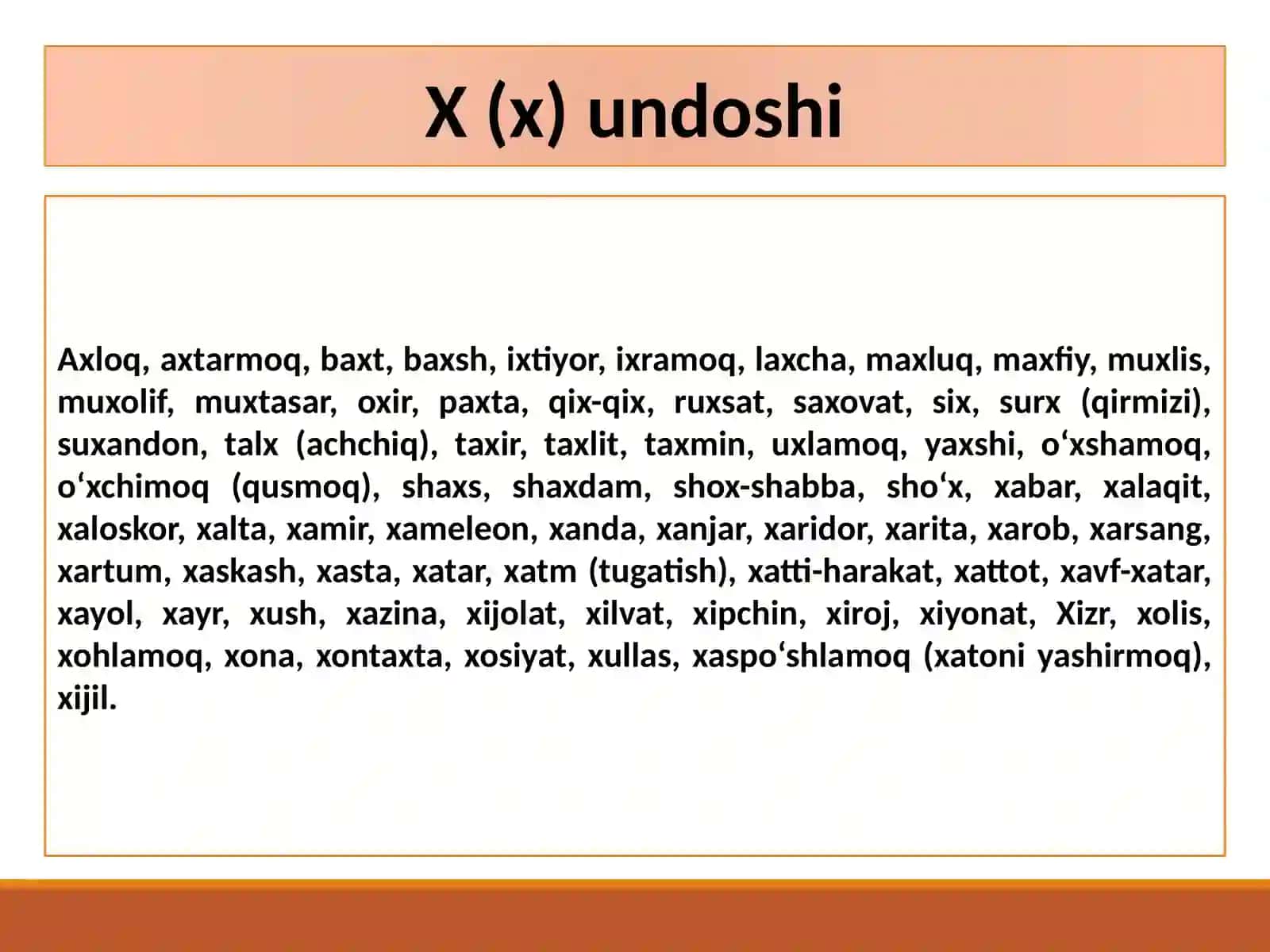 X va h undoshlarining talaffuzi va imlosi 3