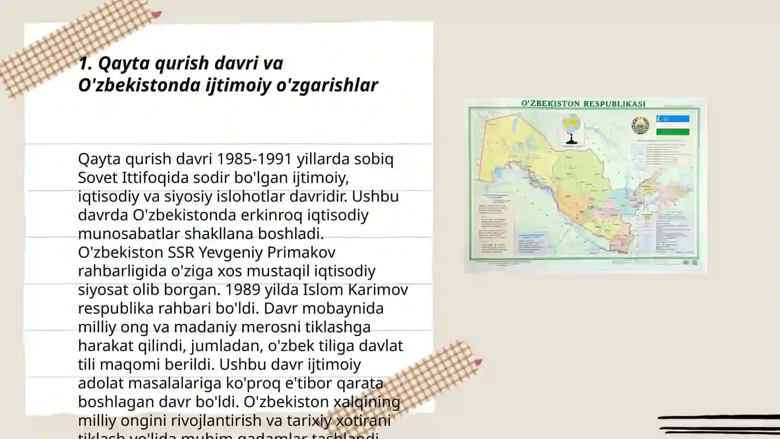 Qayta qurish yillarida Oʻzbekistondagi ijtimoiy siyosiy vaziyat 3