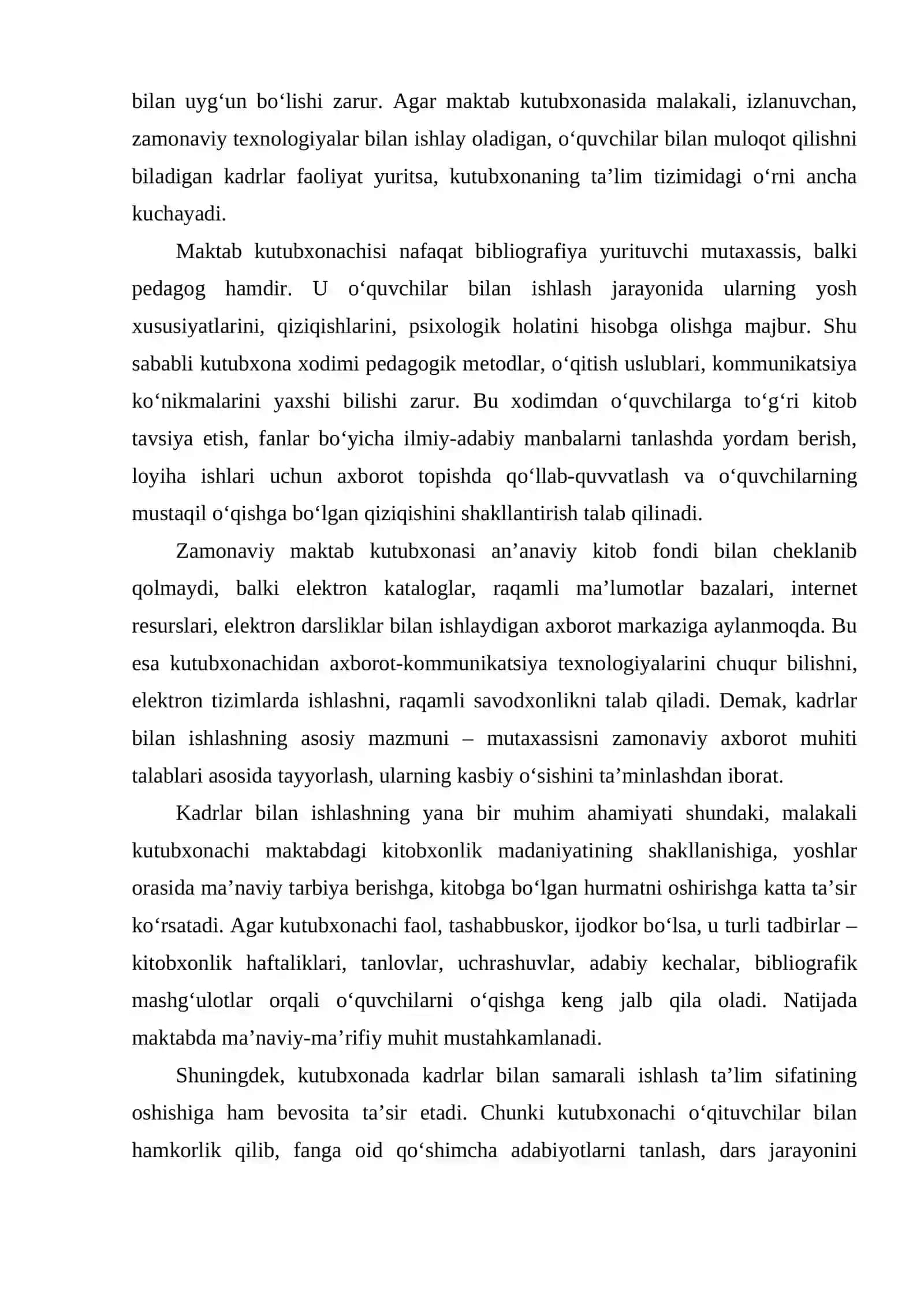 Maktab kutubxonalarida kadrlar bilan ishlash masalalari 3