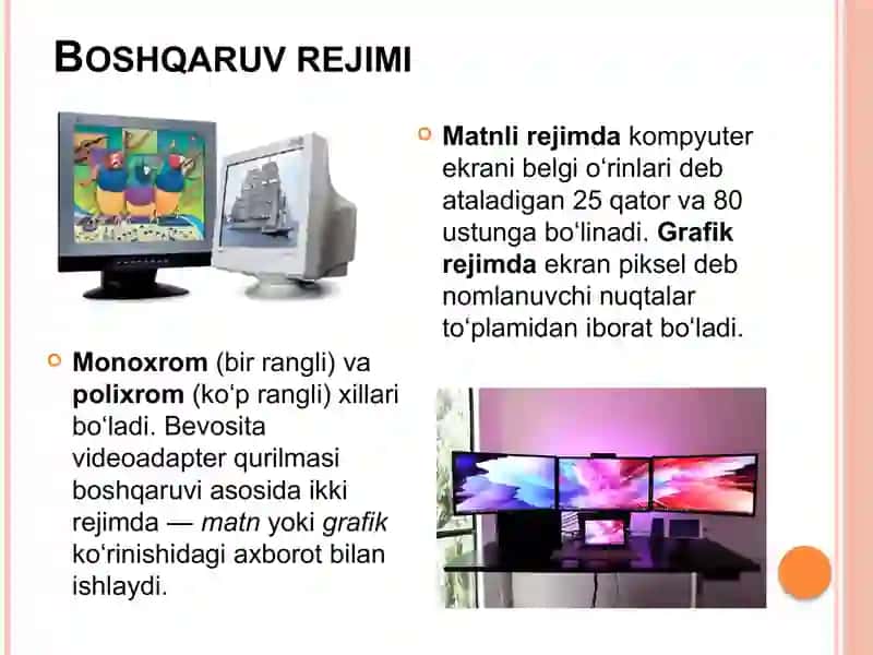 ekran va uning asosiy xususiyatlari. ishlash prinsiplari. 3