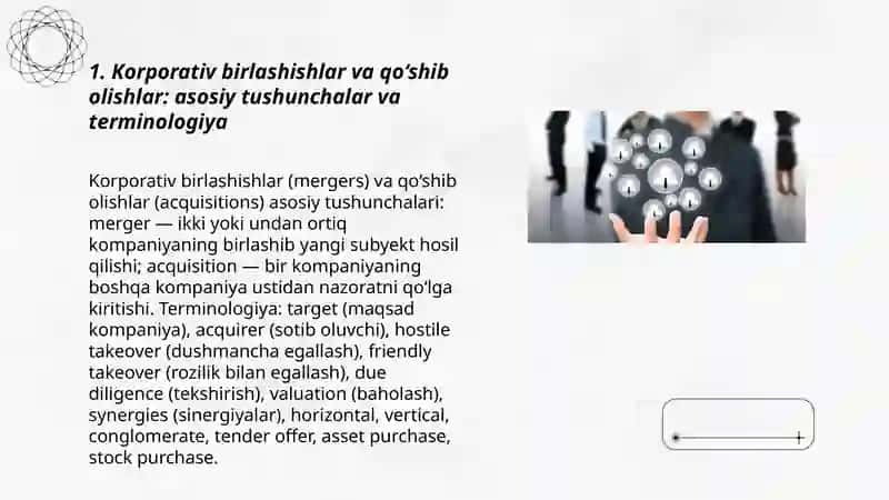 Korporativ birlashishlar (mergers) va qo‘shib olishlar (acquisitions) mohiyati 3