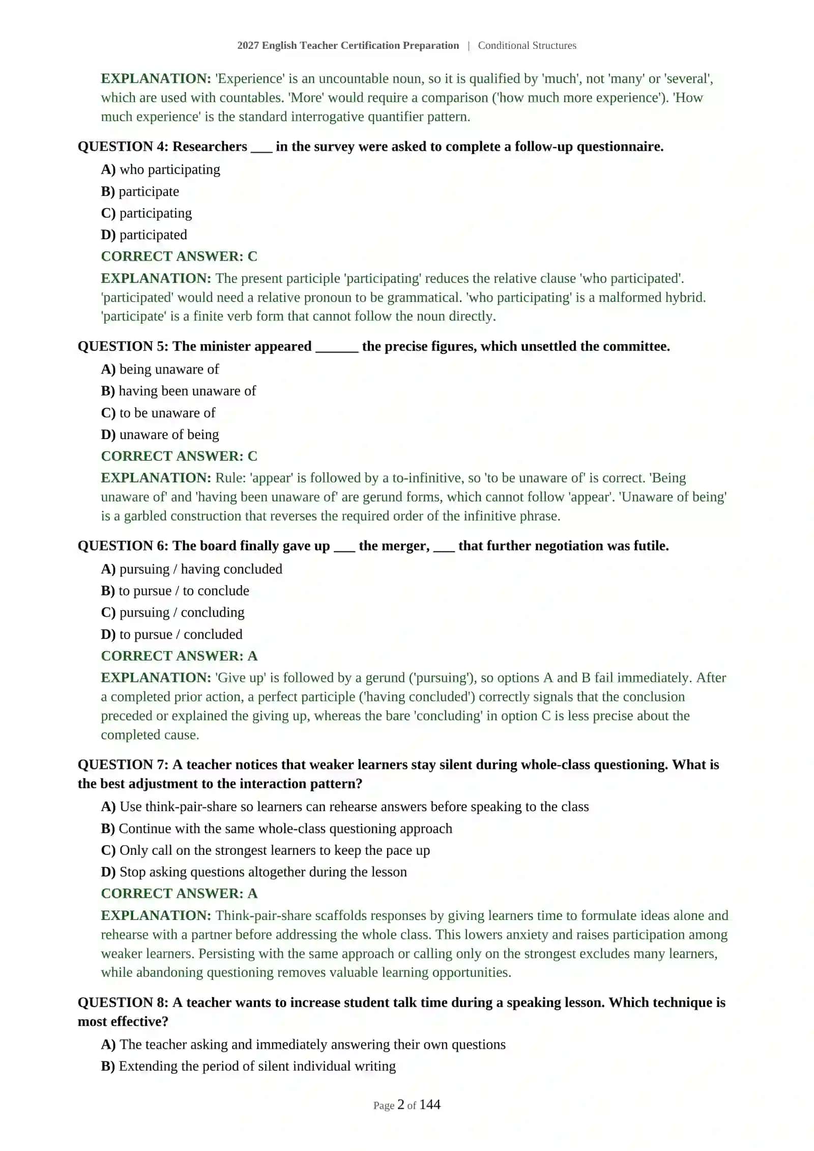 C1-C2 English Teacher Certification Preparation - Conditional Structures 3