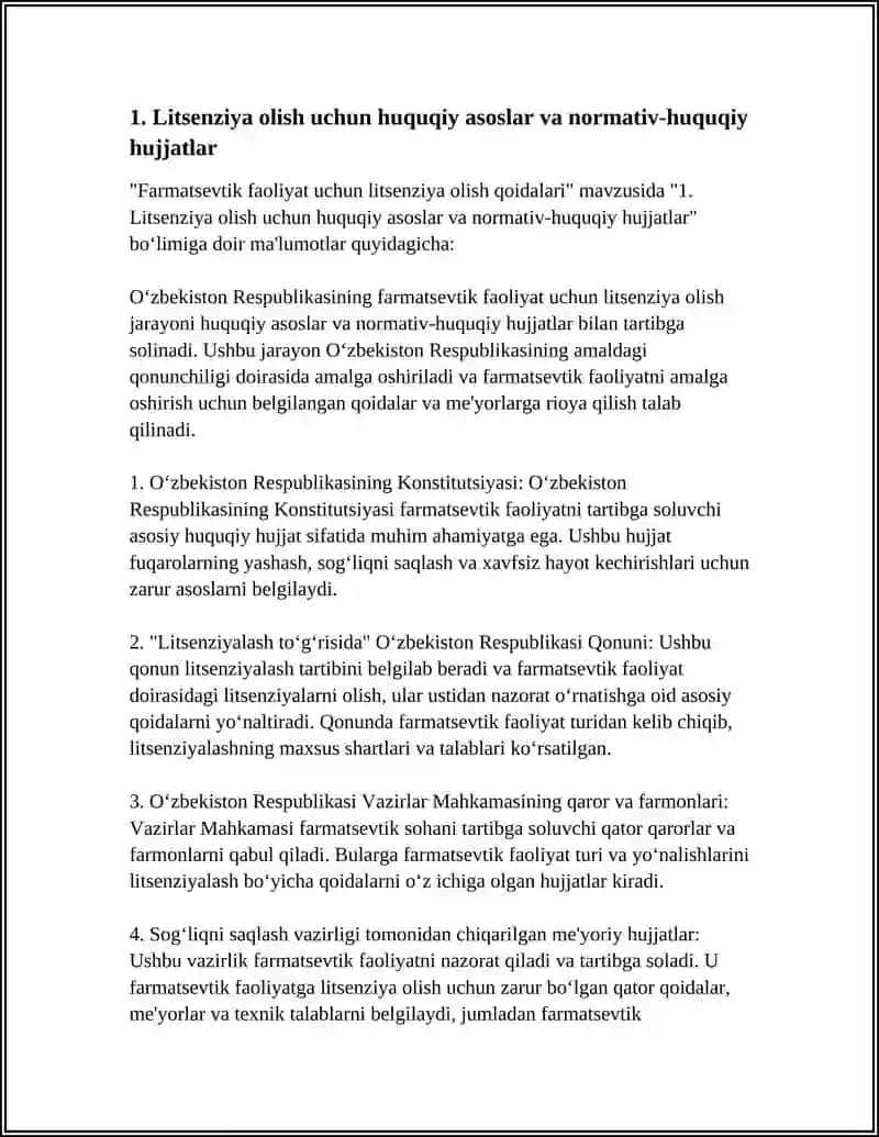 FARMATSEVTIK FAOLIYAT UCHUN LITSENZIYA OLISH QOIDALARI 3