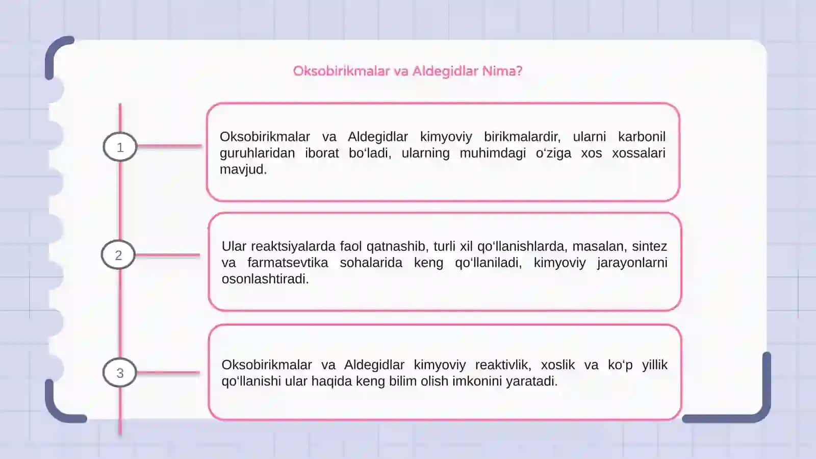 Oksobirikmalar va Aldegidlar 3