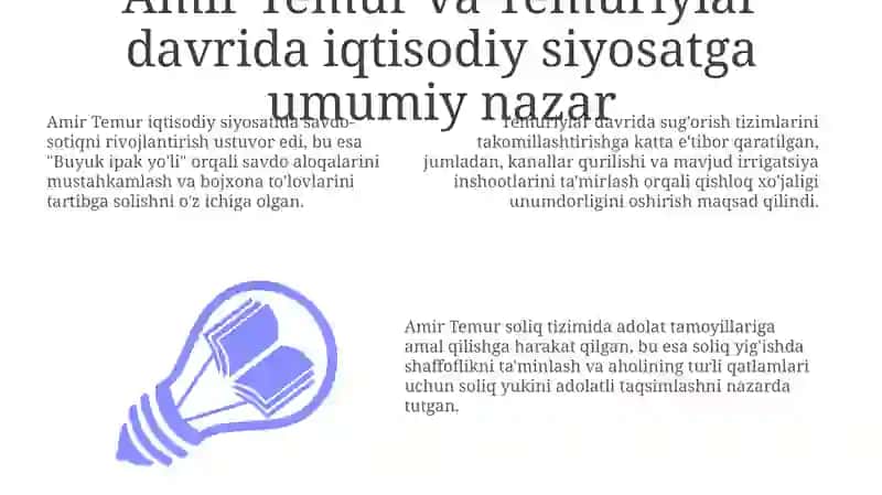 Amir Temur va Temuriylar davrida iqtisodiyg'oyalar va iqtisodiysiyo 3