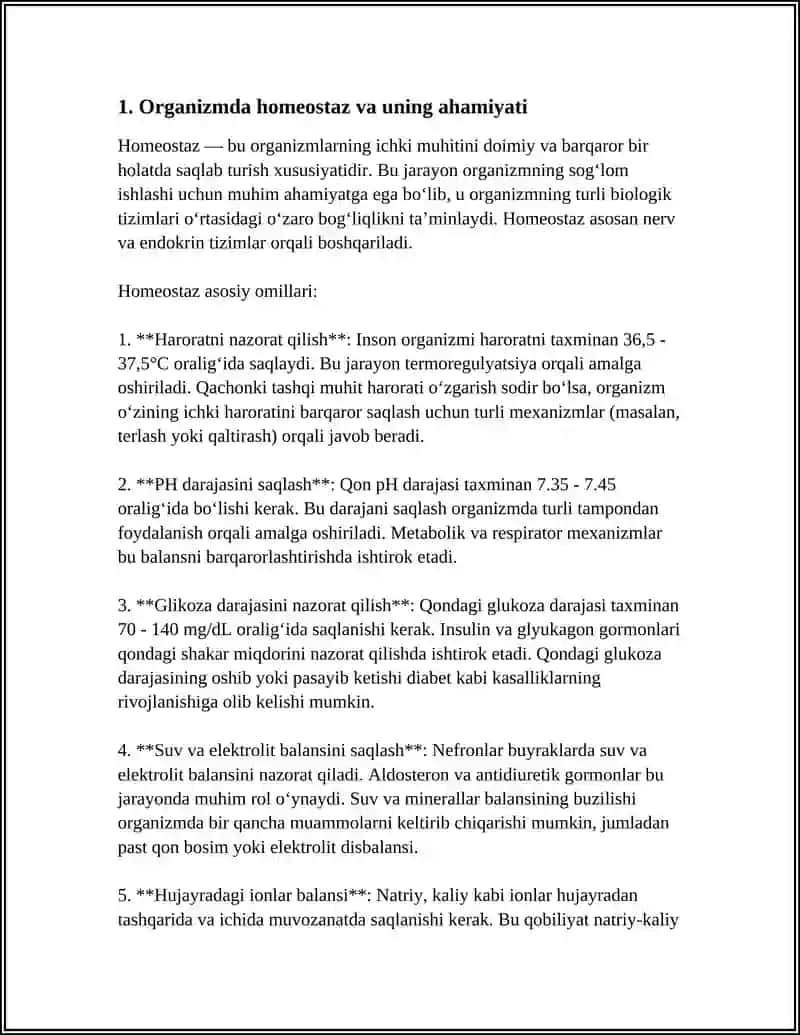 ORGANIZMNI O'Z-O'ZINI BOSHQARISHI.FUNKSIONAL BOSHQARUV MEXANIZMLARI 3