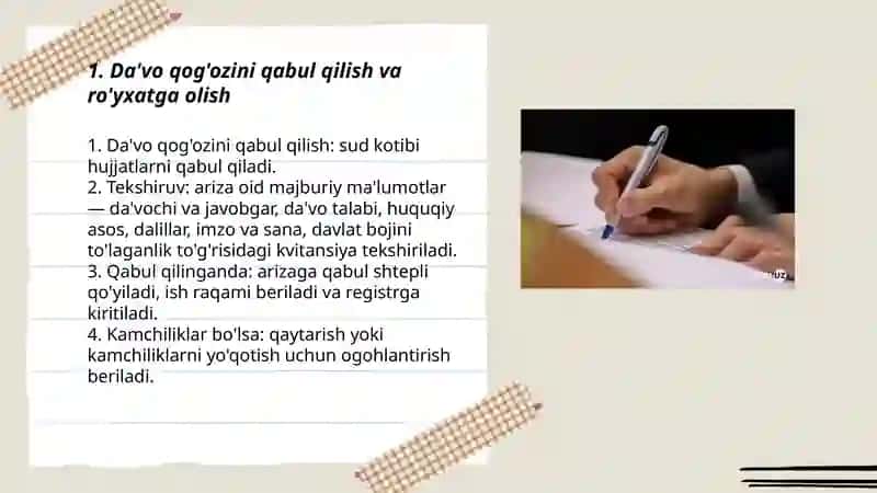Da'vo ishlarini yuritish tartibi 3