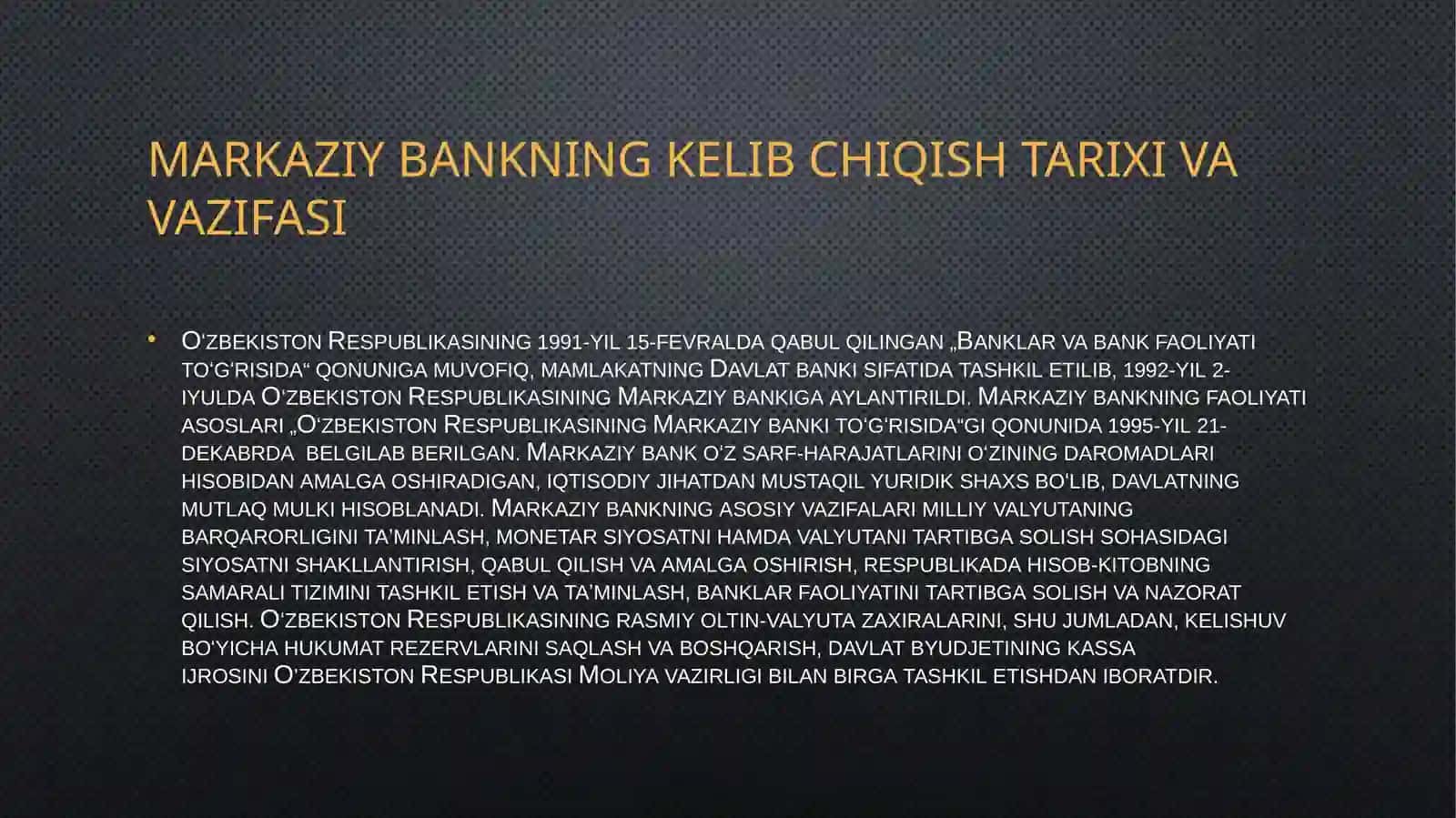 Markaziy bank va uning funksiyalari. Markaziy bankning mustaqilligi 3