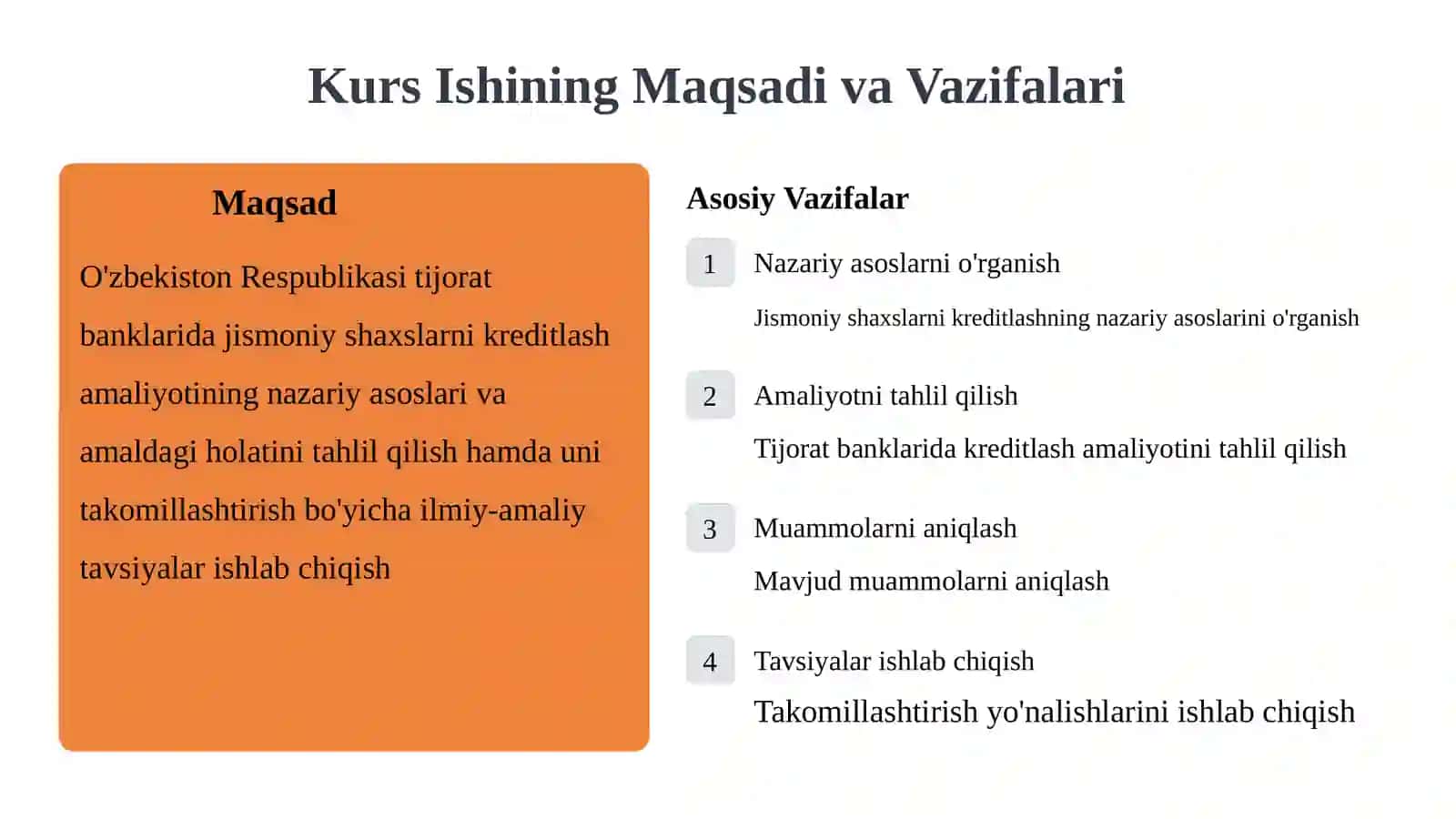 O'zbekiston Respublikasi Tijorat Banklarida Jismoniy Shaxslarni Kreditlash Amaliyotini Takomillashtirish 3