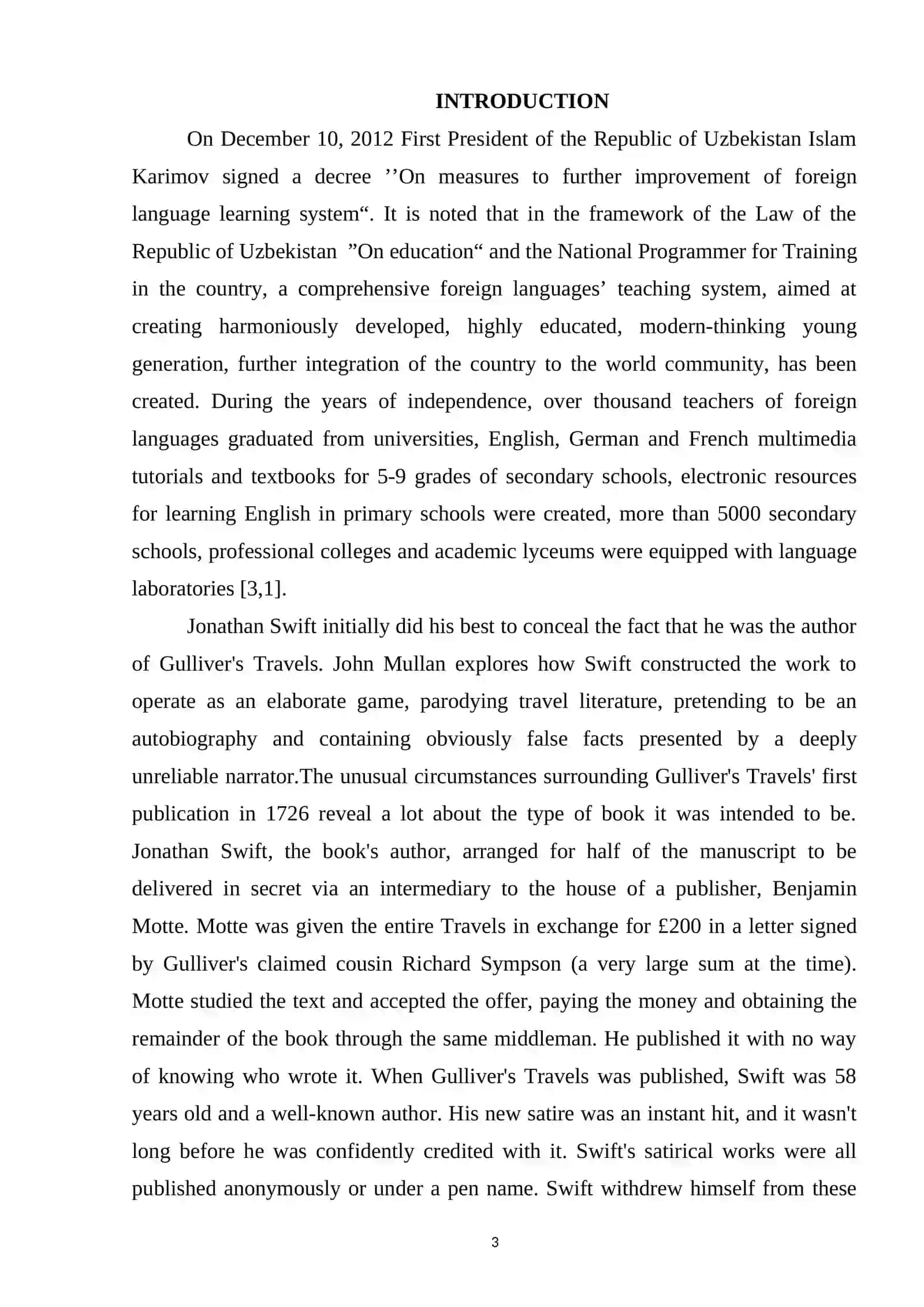 Theme: Jonathan Swift's and His Famous Works 3