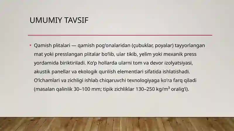 Qamish plitalar fizik-mexanik xossalari. Arbolit bloklarini ishlab chiqarish texnolgiyasi 3
