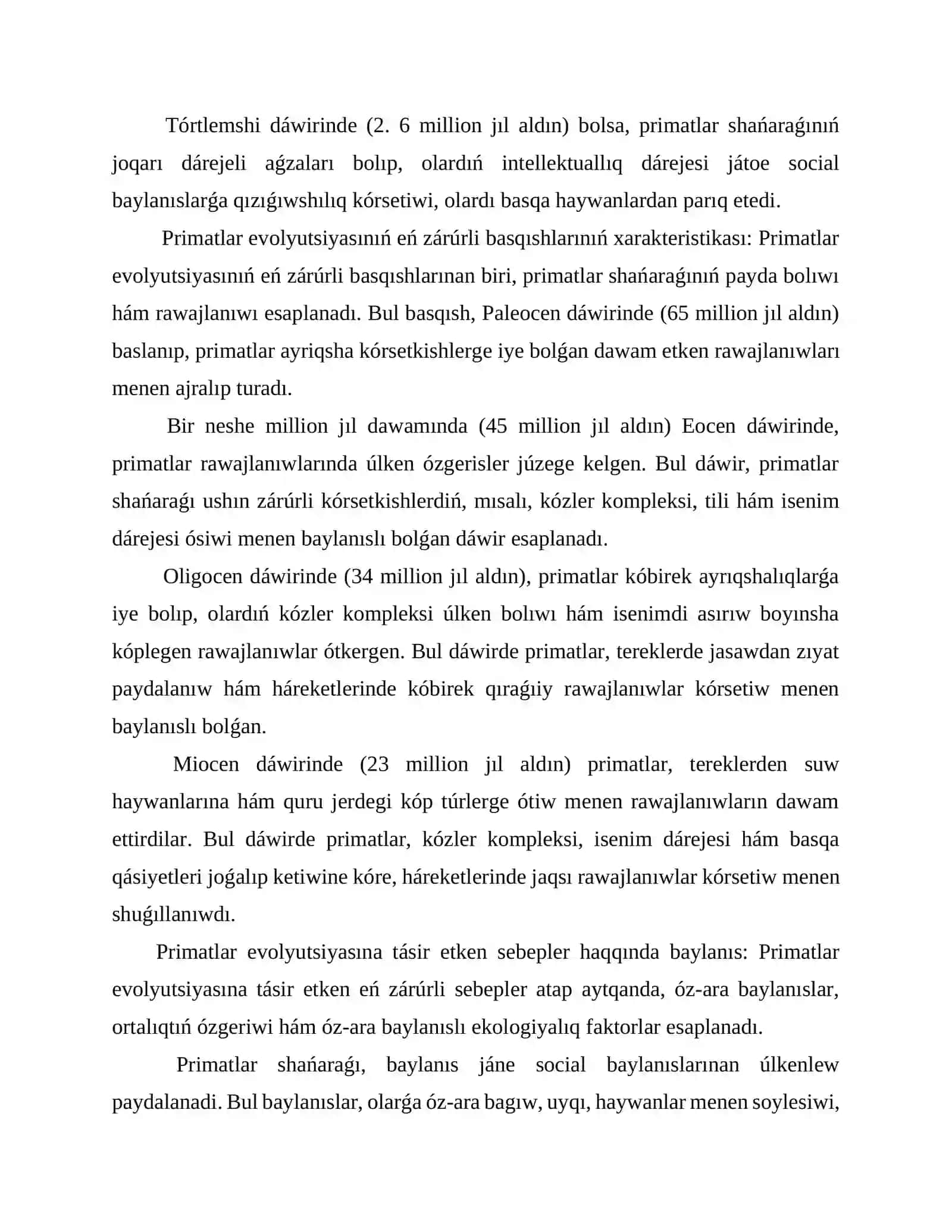 Primatlardin tiykarģi evolyuciyaliq basqishlari 3