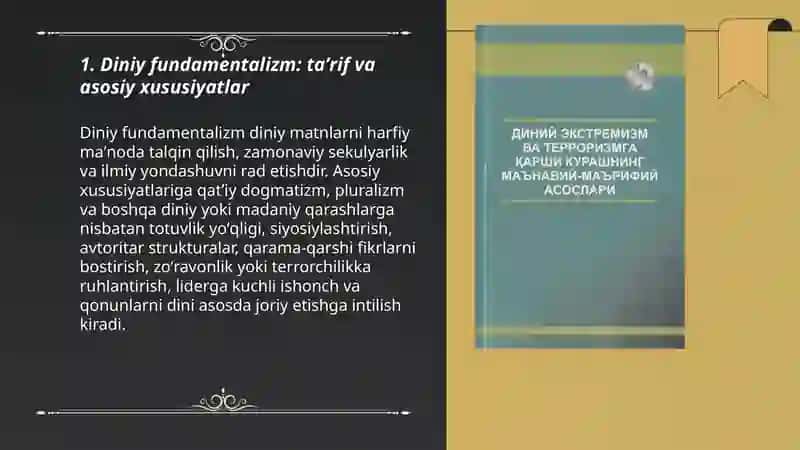 Diniy fundamentalizm, ekstremizm, fanatizm va terrorizm tushinchasi 3