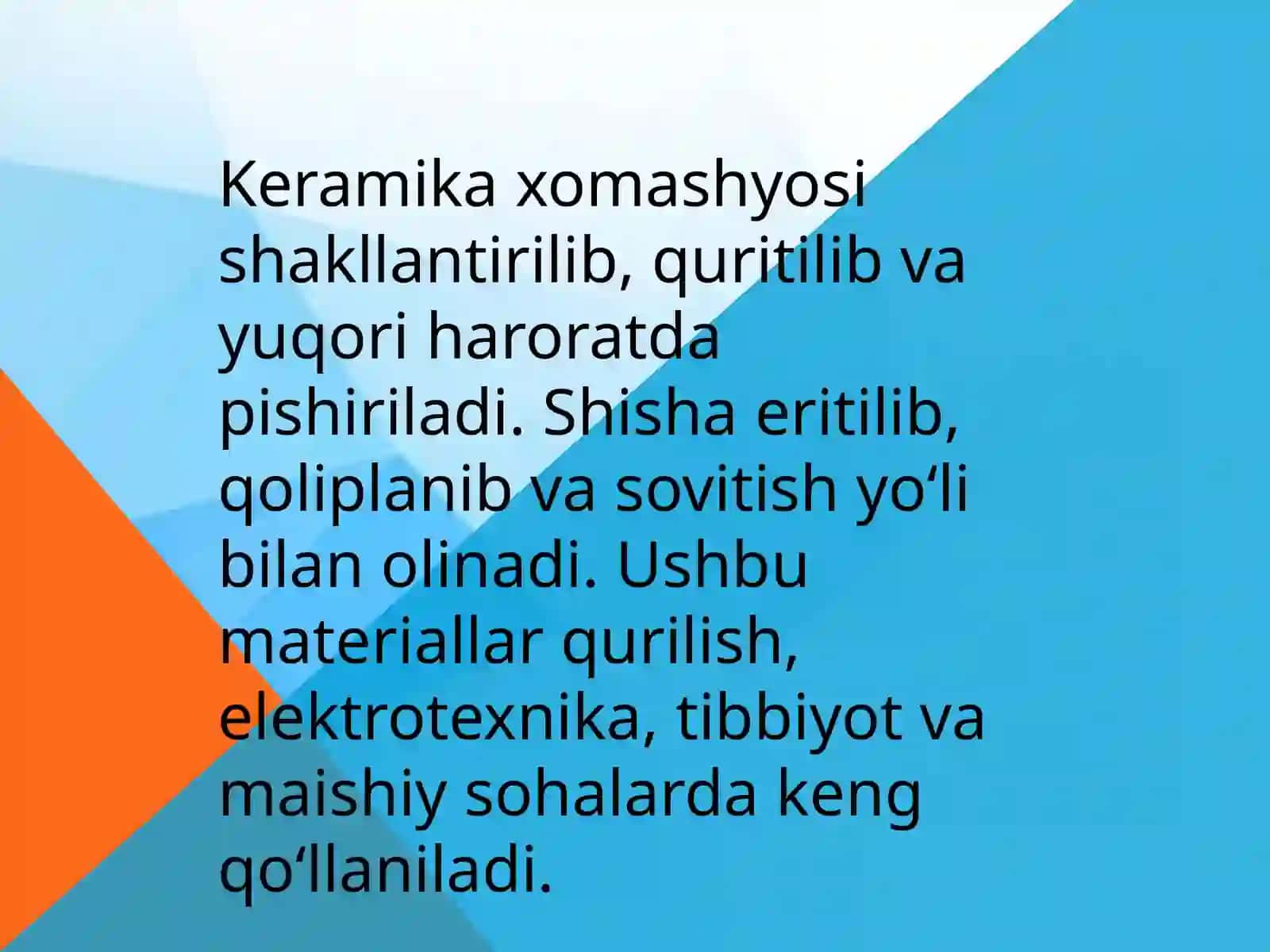 Keramika va shisha materiallarning tarkibi va xususiyatlari 3