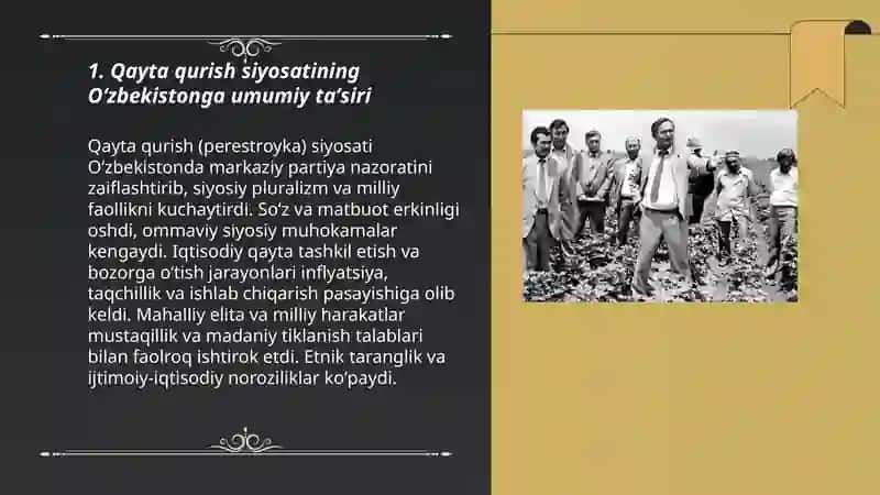 "Qayta qurish" yillarida Oʻzbekistondagi ijtimoiy-siyosiy vaziyat 3