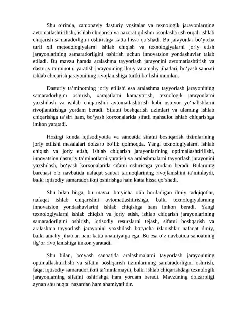 Bo‘yash korxonalarida aralashma tayyorlash jarayonini sxemasini loyihalashtirish va dasturini yaratish 3
