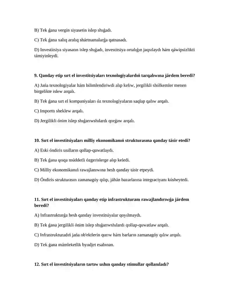 Milliy ekonomikanıń rawajlanıwında bizneske sırt el investitsiyalardıń tartiw ornı hám áhmiyeti 3