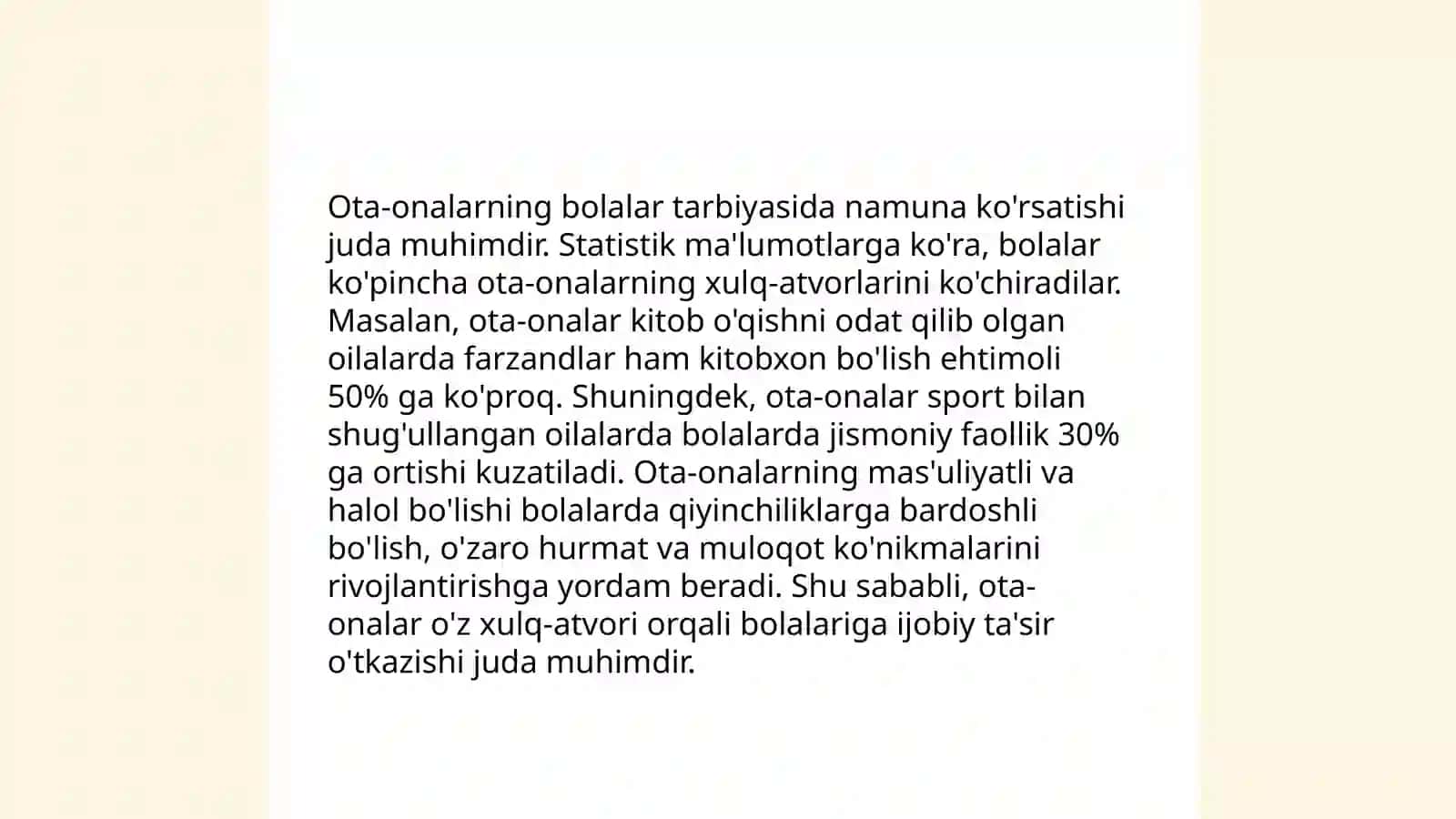 Ijobiy o'z o'zini anglawni targib qilishda Ota onalarni o'rni 3