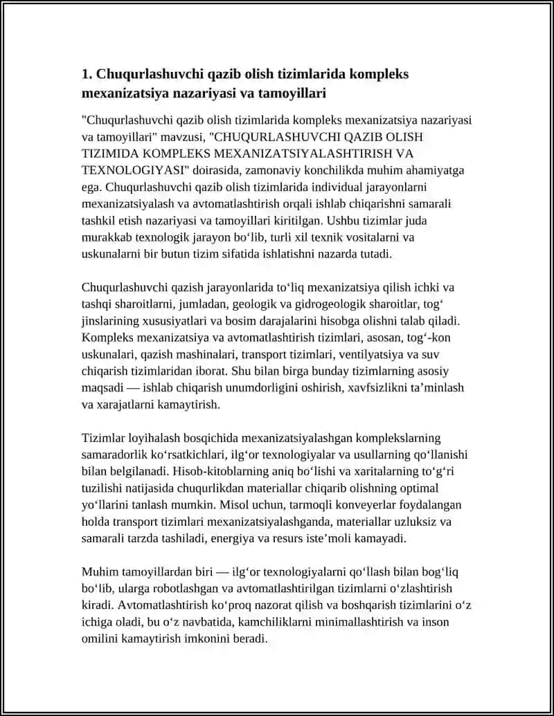 CHUQURLASHUVCHI QAZIB OLISH TIZIMLARIDA KOMPLEKS MEXANIZATSIYA NAZARIYASI VA TAMOYILLARI 3