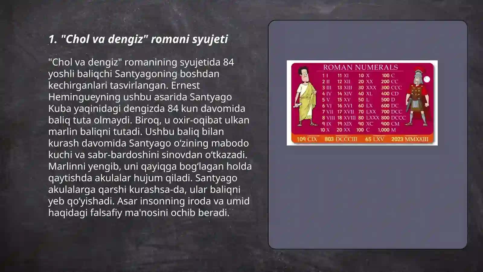 Ernest Xeminguey "Chol va dengiz" romani tahlili 3