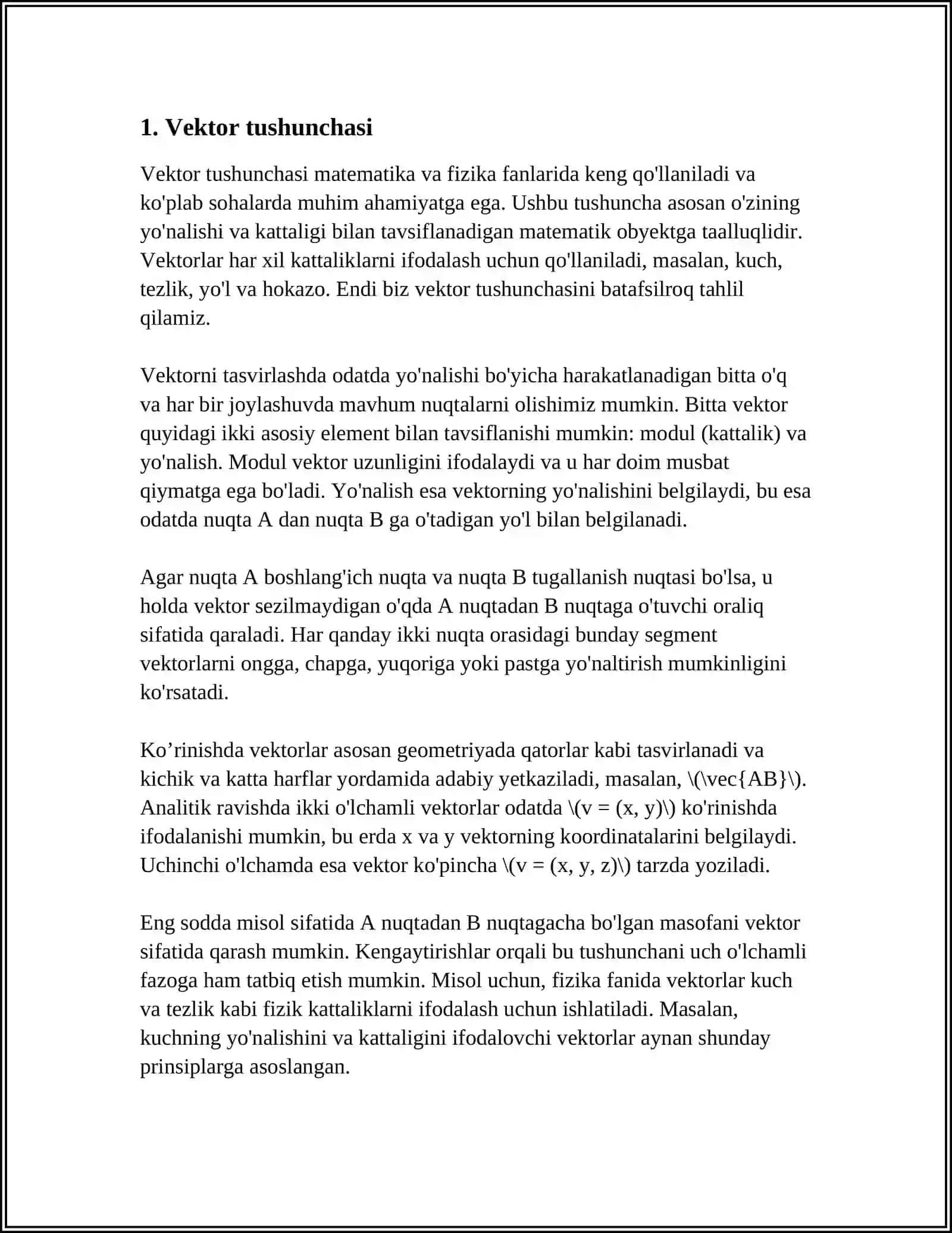 VEKTORLARNING VEKTOR KOʻPAYTMASI VA ULARNING XOSSALARI 3