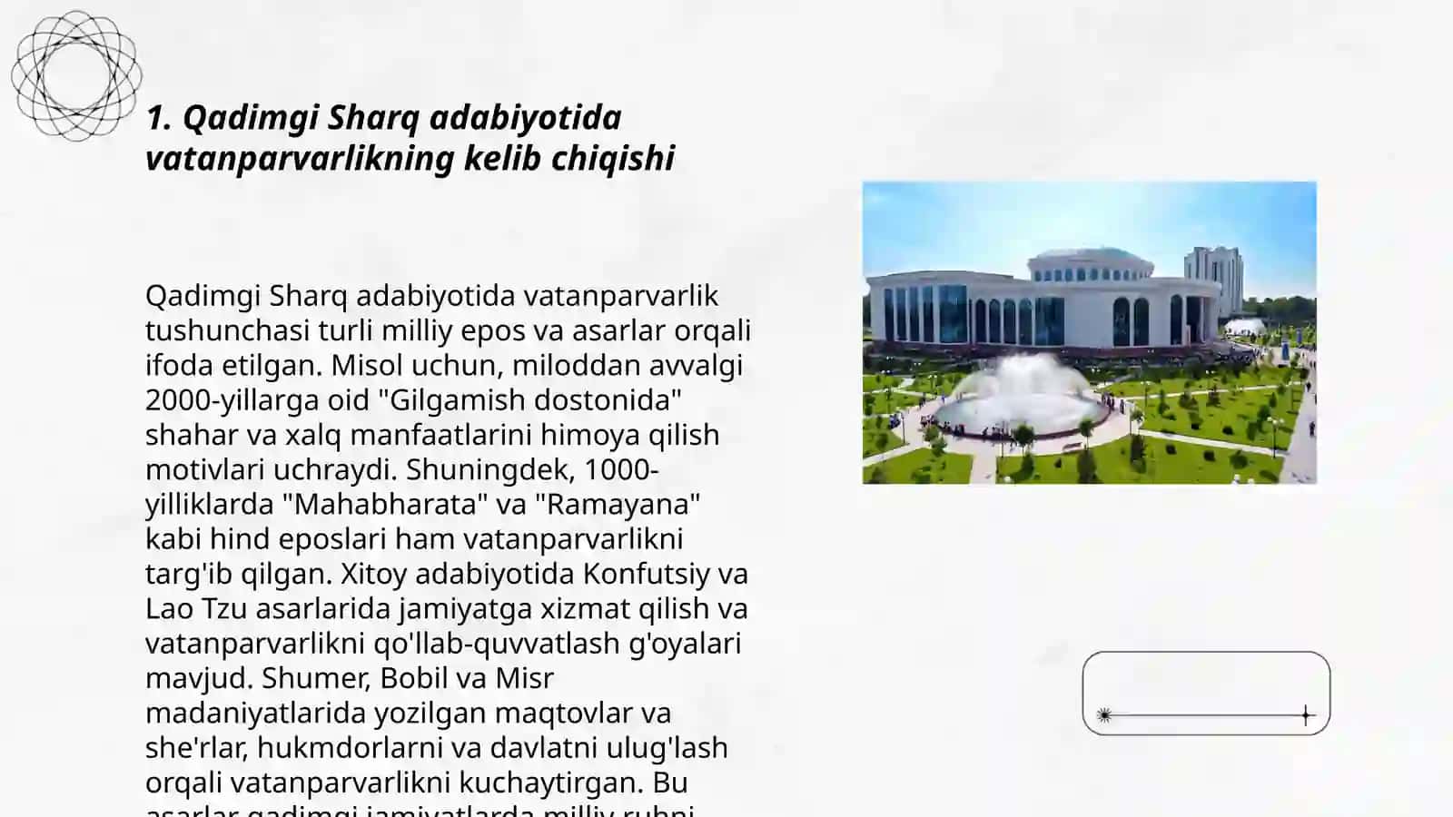 Eng qadimgi Sharq adabiyotida vatanparvarlik ģoyalari 3