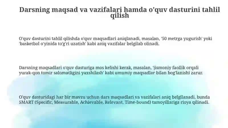 Jismoniy tarbiya darslarini rejalarshtirish va tayyorlash jarayonlari 3
