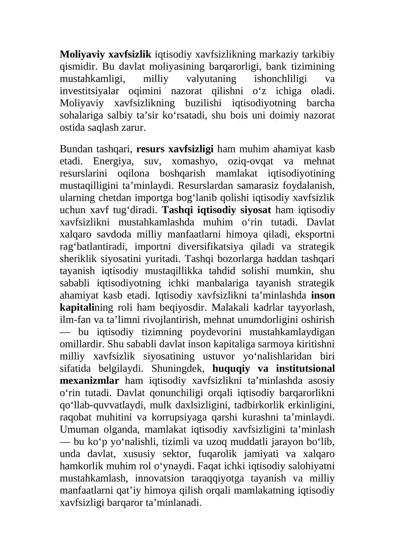Mamlakatning iqtisodiy xavfsizligini ta'minlash 3