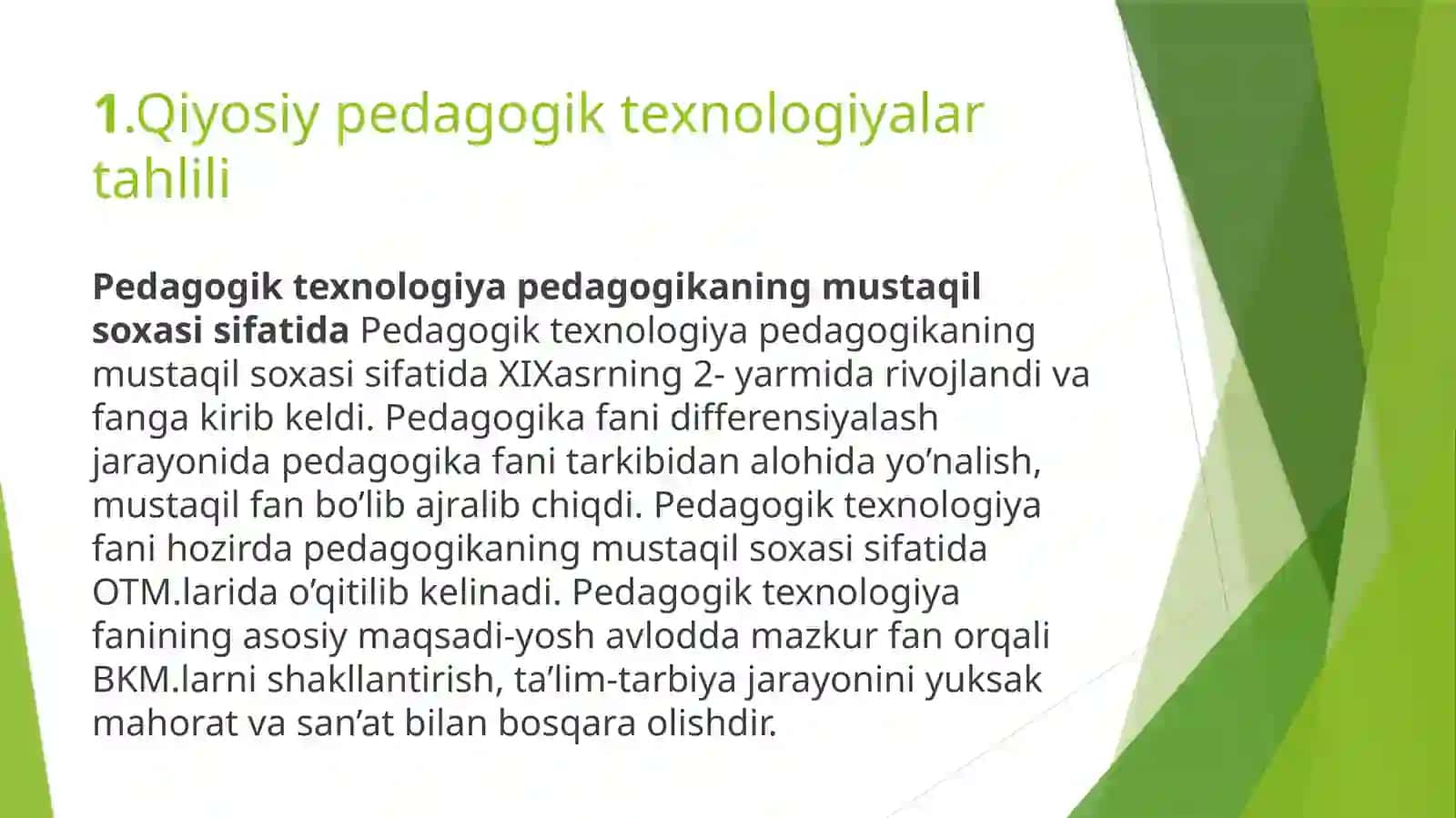 Maktabgacha ta'limda pedagogik faoliyatni tashkil etish fanidan tayyorlangan taqdimot 3