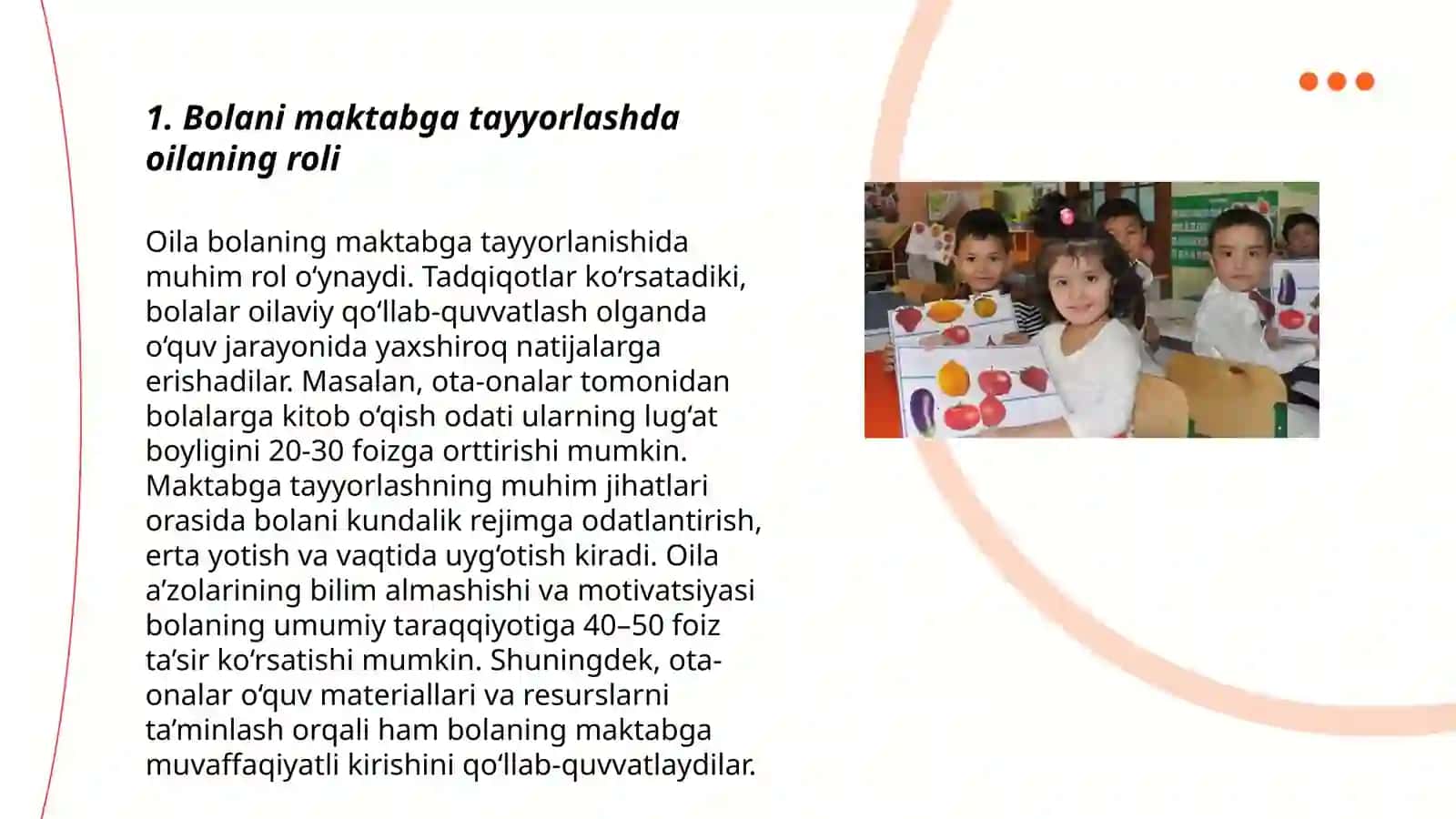 Bolani maktabga tayorlashda oila va MTTning o'rni 3
