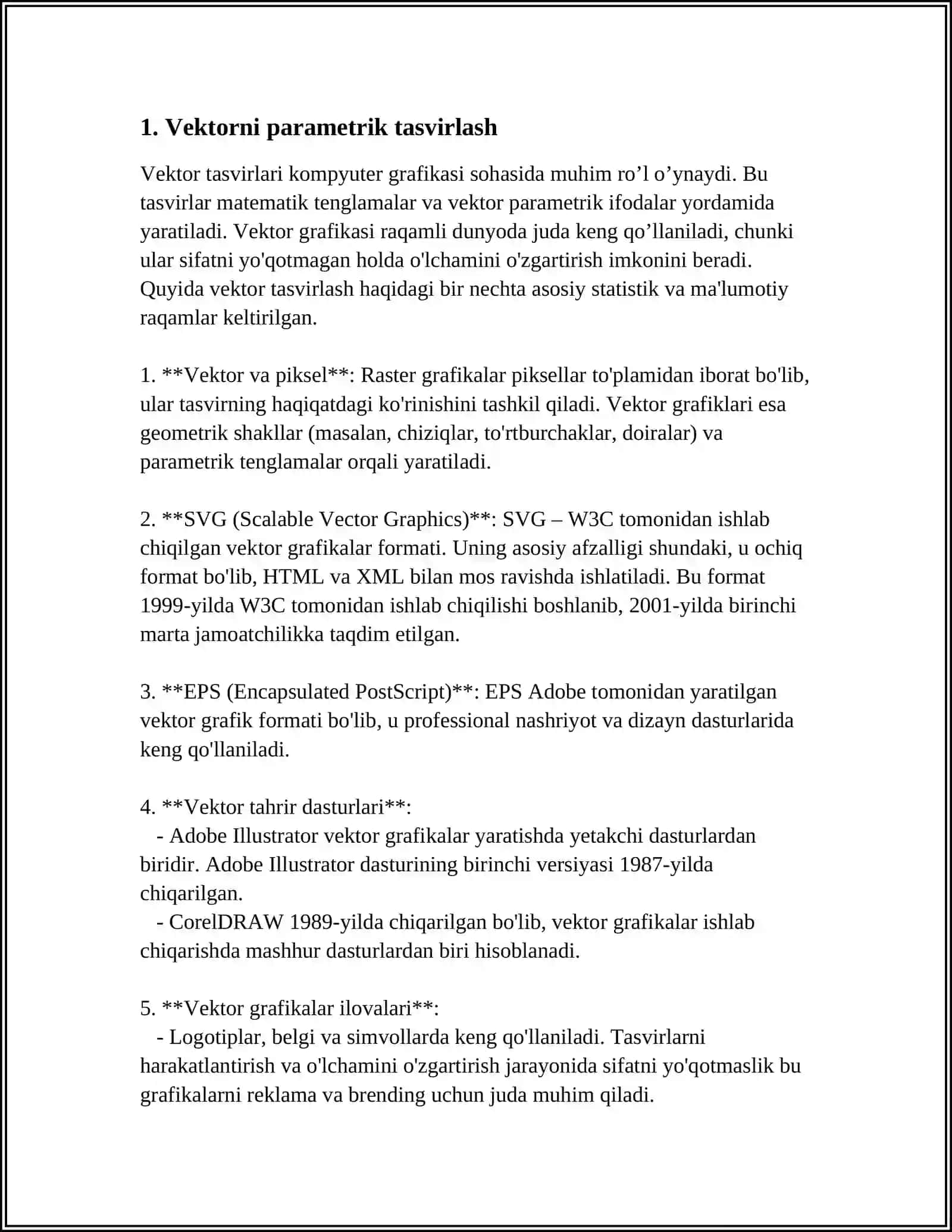VEKTORLARNI FUNKSIYA PARAMETRLARI SIFATIDA QÕLLANILISHI 3