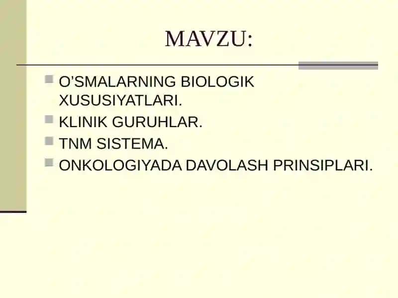 ONKOLOGIYA haiqda onkologiyaga  kirish 3