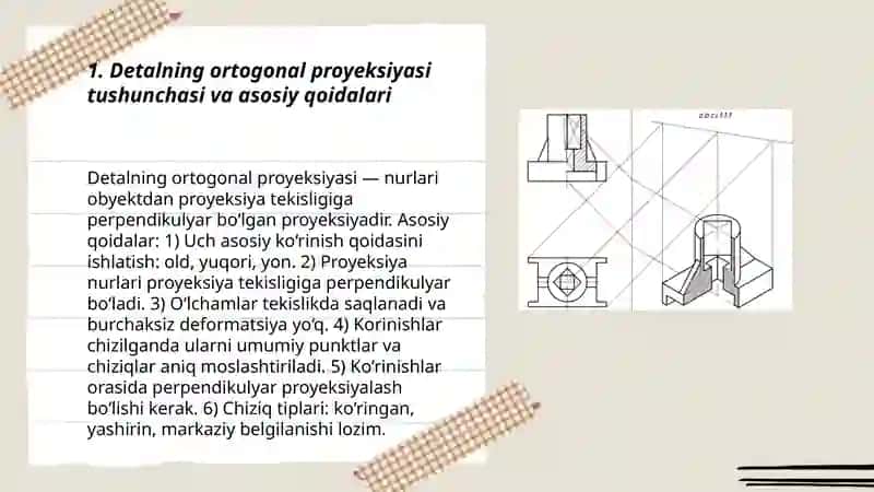 Detalning ortogonal proyeksiyasi tushunchasi va asosiy qoidalari 3