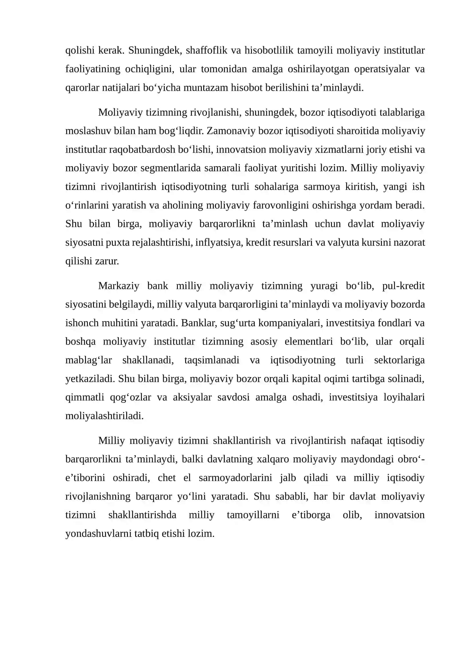 MILLIY MOLIYAVIY TIZIMINI TASHKIL ETISH TAMOYILLARI 3