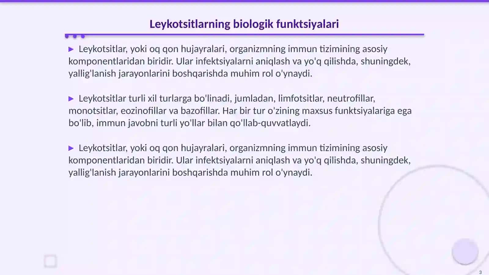 Leykotsitlar metabolizmi xususiyatlari 3