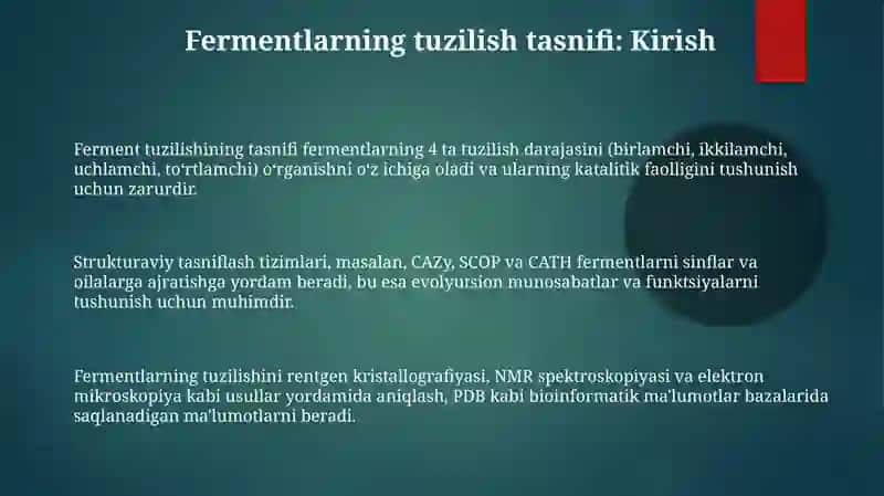 Fermentlar tuzilishi klassifikatsiyasi 3