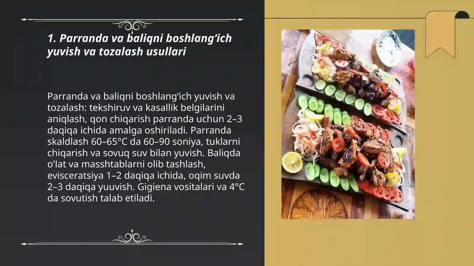 Parranda baliqni tozalash,birlamchi ishlov berish vayarim tayyor mahsulotlar tayyorlash 3