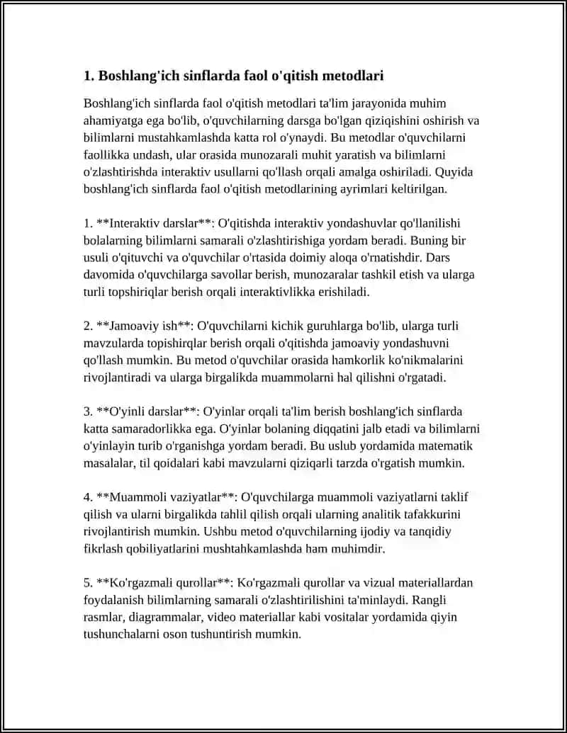 BOSHLANGʻICH SINFLARDA TA'LIM METODLARI VA VOSITALARI 3
