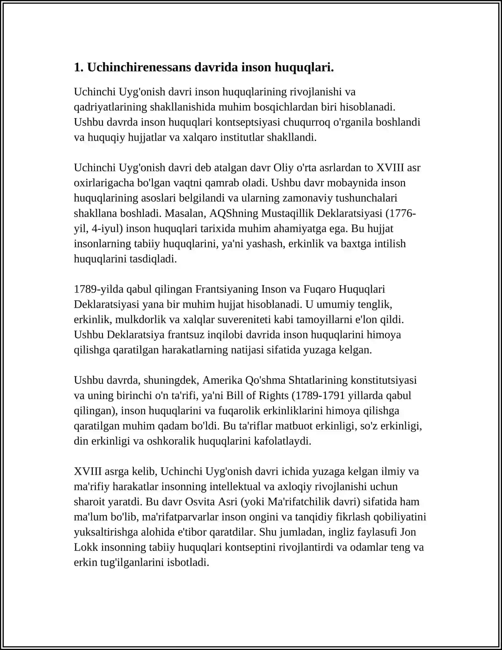 UCHINCHI RENESSANS INSON HUQUQLARI HIMOYACHISI SIFATIDA 3