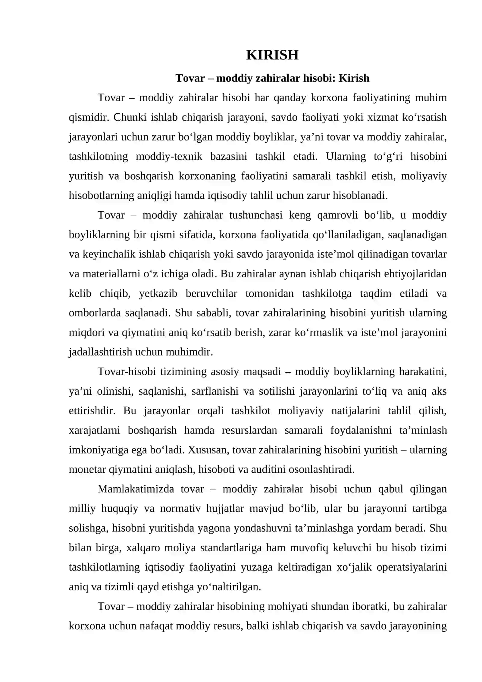 TOVAR - MODDIY ZAHIRALAR HISOBI 3